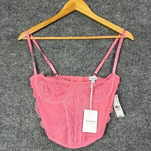 NWT Pacsun LA Hearts Lace Trim Mesh Corset Top Women‎ Size S Pink